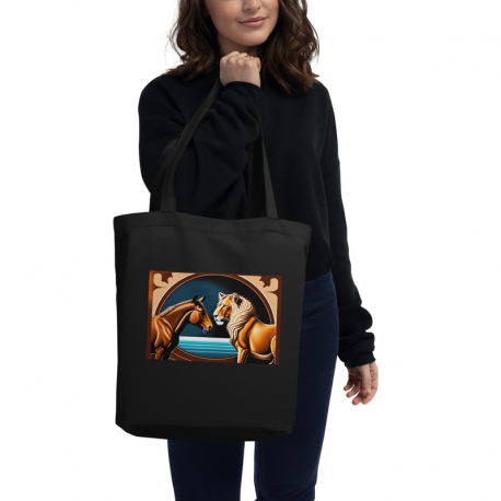 Fibermerix Horse-Lion Fashion Reusable Organic Eco Designer Tote Bag