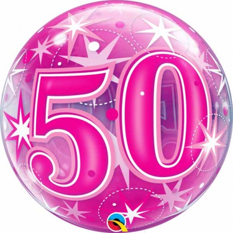 50th Birthday Starburst Sparkle Pink