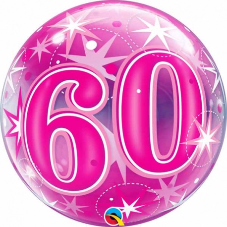 60th Birthday Starburst Sparkle Pink