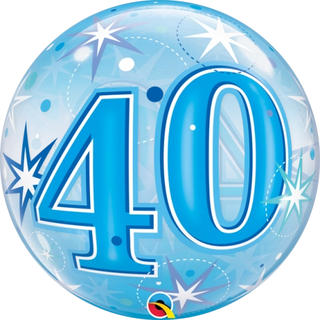 40th Birthday Starburst Sparkle Blue