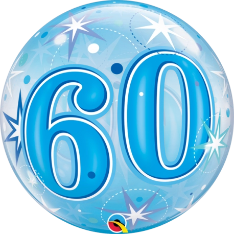60th Birthday Starburst Sparkle Blue