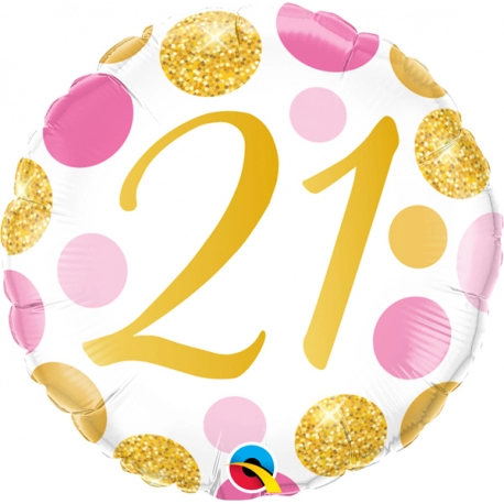 21st Birthday Pink and Gold Dots