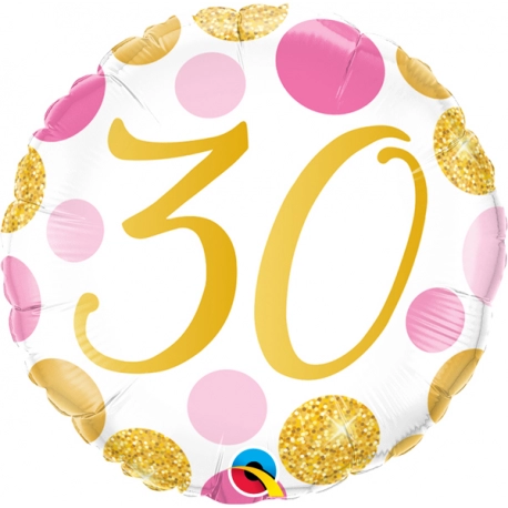 30th Birthday Pink and Gold Dots