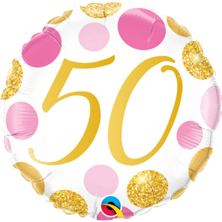 50th Birthday Pink and Gold Dots