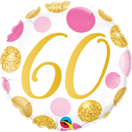 60th Birthday Pink and Gold Dots