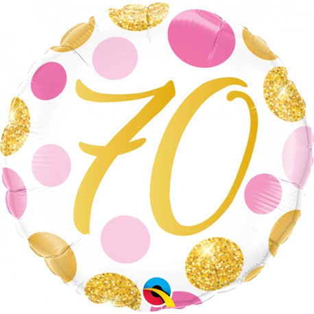 70th Birthday Pink and Gold Dots