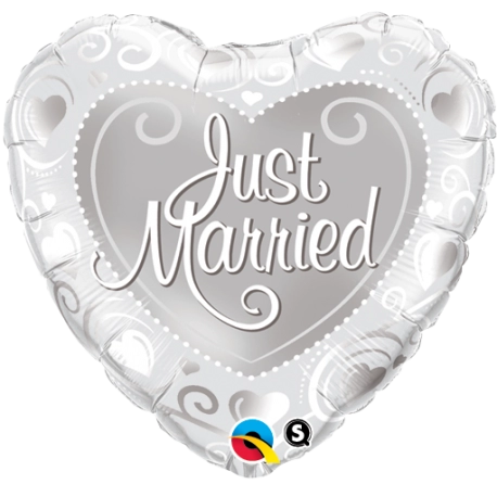 Just Married Hearts Silver  18