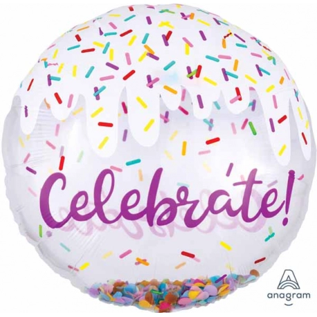 Celebrate - Confetti Inside Clear Super Shape Balloon