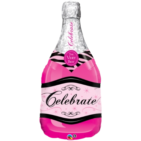 Bubbly Champagne Bottle - Pink - Super Shape Balloon