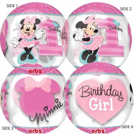 1st Birthday Minnie Mouse Orbz Balloon