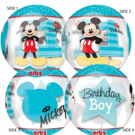 1st Birthday Mickey Mouse Orbz Balloon