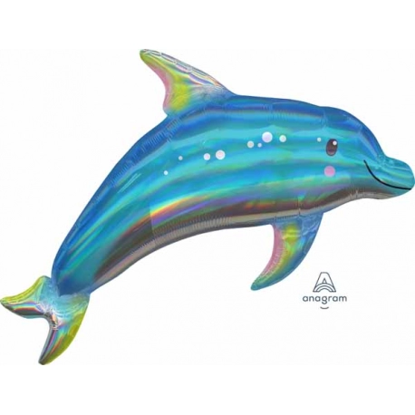 Holographic Blue Dolphin - SuperShape Balloon