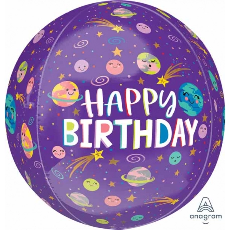 Smiling Galaxy Happy Birthday - Orbz Balloon