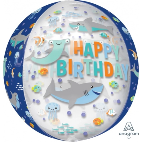 Happy Birthday Sharks - Orbz Balloon