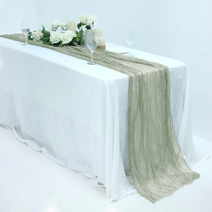 rental dusty sage green cheesecloth table runner ottawa