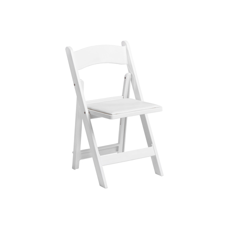 Folding Resin White Chair with Seat Pad
