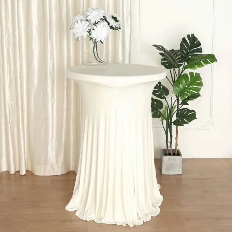 Ivory Wavy Spandex/Cocktail Table Cover