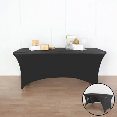 Black Rectangle Spandex Table Cover - 8 foot table