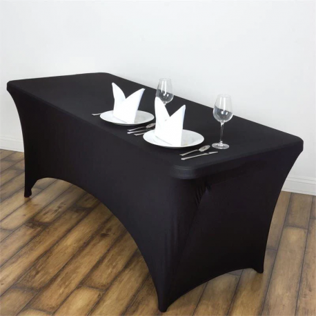 Black Rectangle Spandex Table Cover - 6 foot table