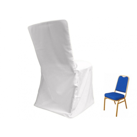 White Banquet Poly Chair Cover - Square Back