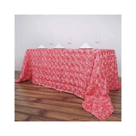 Rose Quartz 3D Rosette 90x156 inch Table Cover