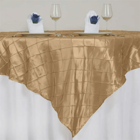 Champagne Pintuck Overlay Poly 85x85 inches