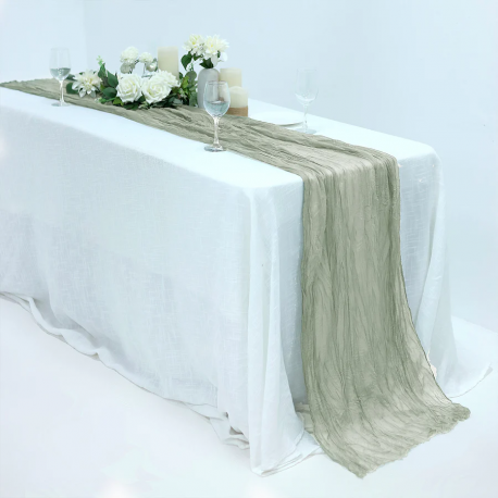 Dusty Sage Green Gauze/Cheesecloth Table Runner