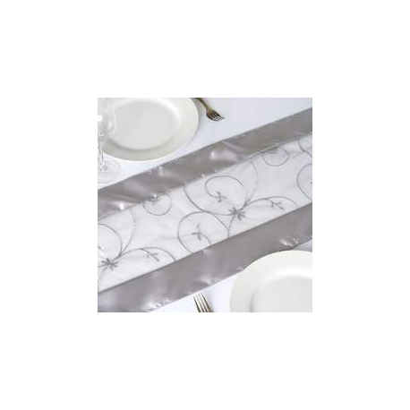 Silver Embroidered Table Runner