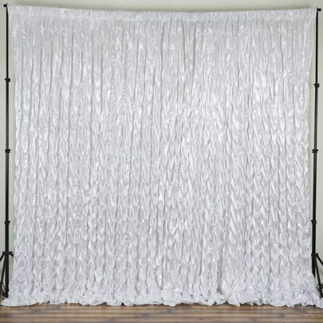 Backdrop Panel - White Satin Gathered Look