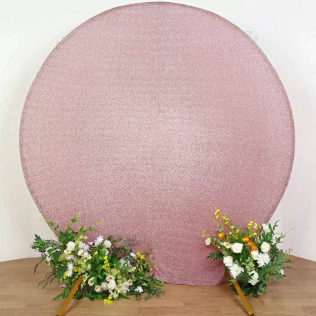 Backdrop Panel - Blush Rose Gold Shimmer Circle Spandex - goes over gold circle arch