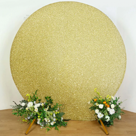Backdrop Panel - Champagne Shimmer Circle Spandex - goes over gold circle arch