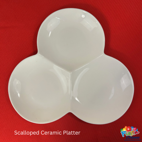 Platter - White - Ceramic - scalloped
