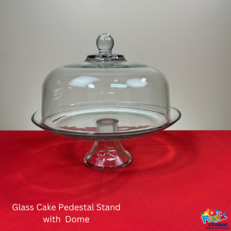 Pedestal Glass Cake Stand with Glass Dome