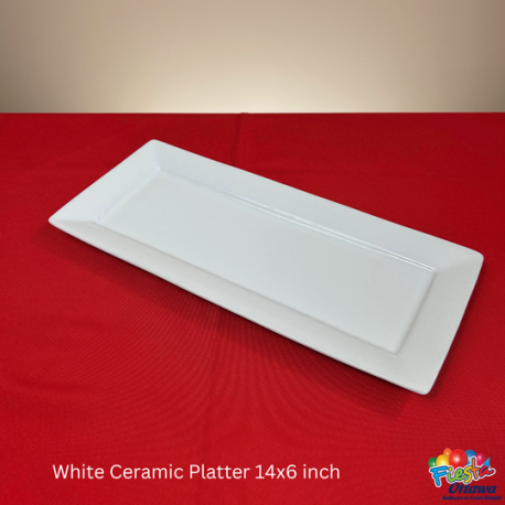 Platter - White - Ceramic - 14x6 inches
