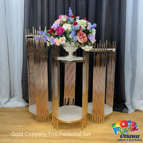 Pedestal Stand - Gold Coppery - Trio Set