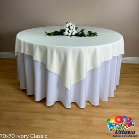 Ivory Classic Overlay Poly 70x70 inches
