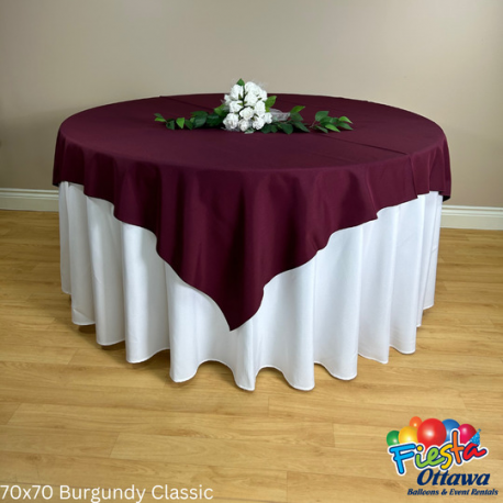 Burgundy Classic Overlay Poly 70x70 inches