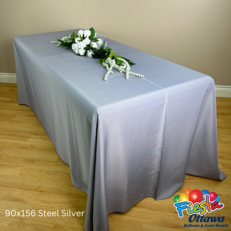 Steel Silver 90x156 inch Table Cover