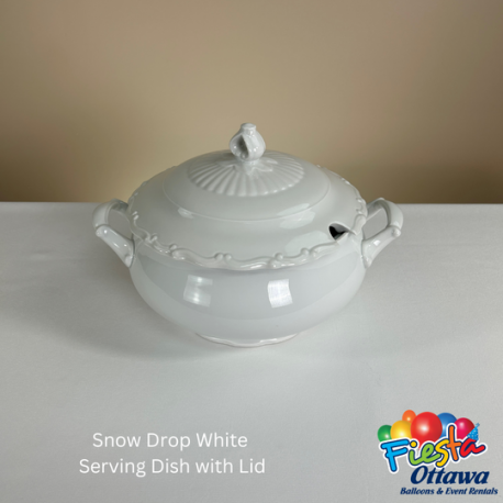 Snow Drop White Serving Dish with Lid