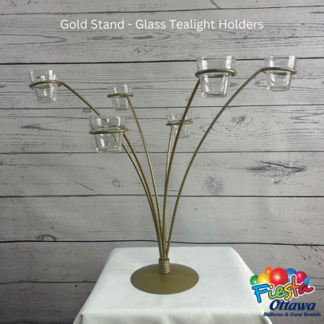 Centrepiece Gold Stand - Glass Tealight Holders