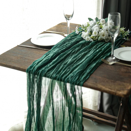 Hunter Green Gauze/Cheesecloth Table Runner