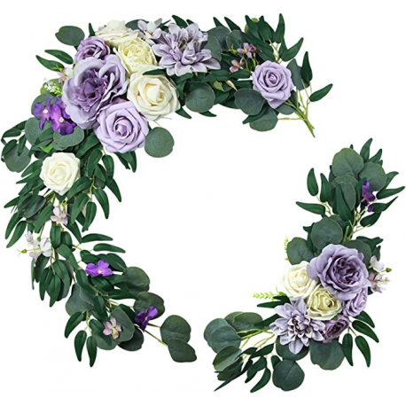 Purple Floral Swag with 1 side arrangements