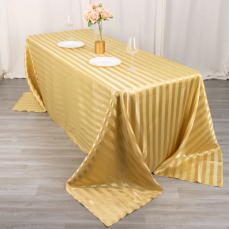 Champagne Satin Stripe 90x132 inch Table Cover