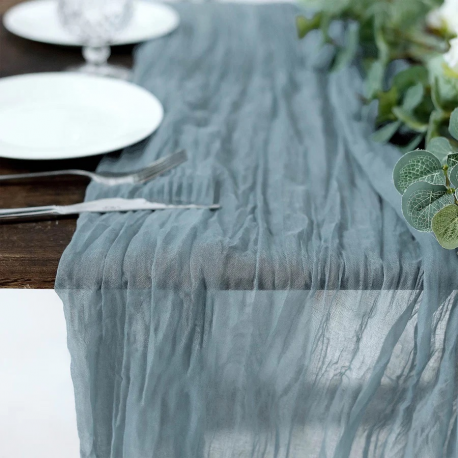Dusty Blue Gauze/Cheesecloth Table Runner