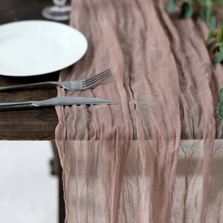 Dusty Rose Gauze/Cheesecloth Table Runner