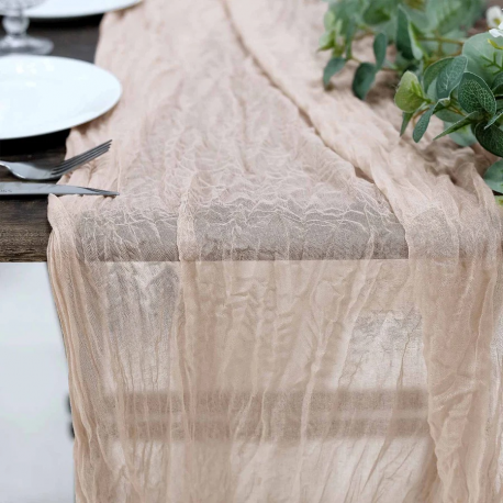 Nude/Beige Gauze/Cheesecloth Table Runner