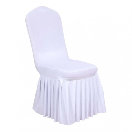 White Spandex Ruffle Pleated Chair Cover
