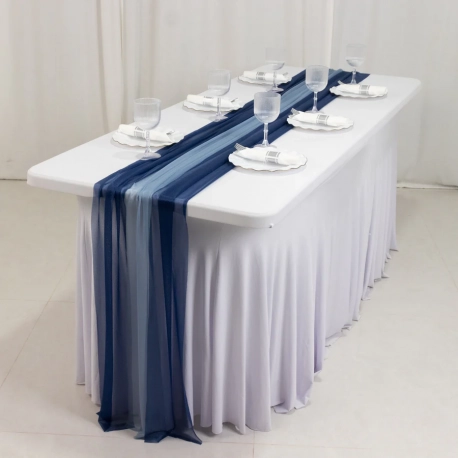 Dusty Blue Sheer Table Runner - Narrow Style