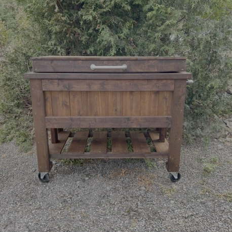 Large Cooler In a Wood Frame on Wheels