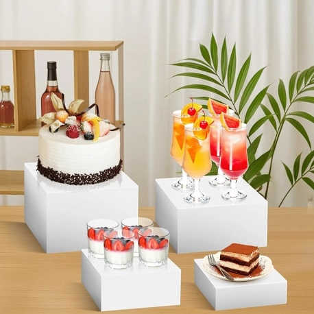 4 Piece Set- Square Buffet Food Risers - Rented in Full Set of 4 ONLY